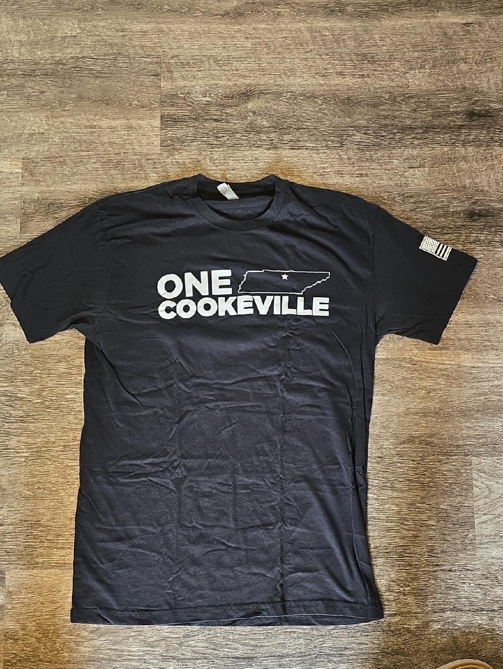 Next Level Apparel Black Tee with White "ONE COOKEVILLE" Graphic